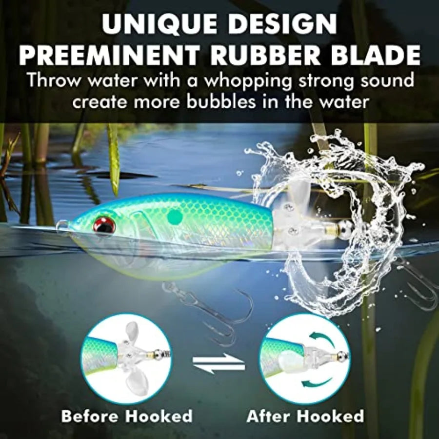 Popobait Easy Catch Fishing Lures with BKK Hooks, Instant Startup, Longer Cast, Balanced Spray/Sound/Swim, Plopper Topwater Lur