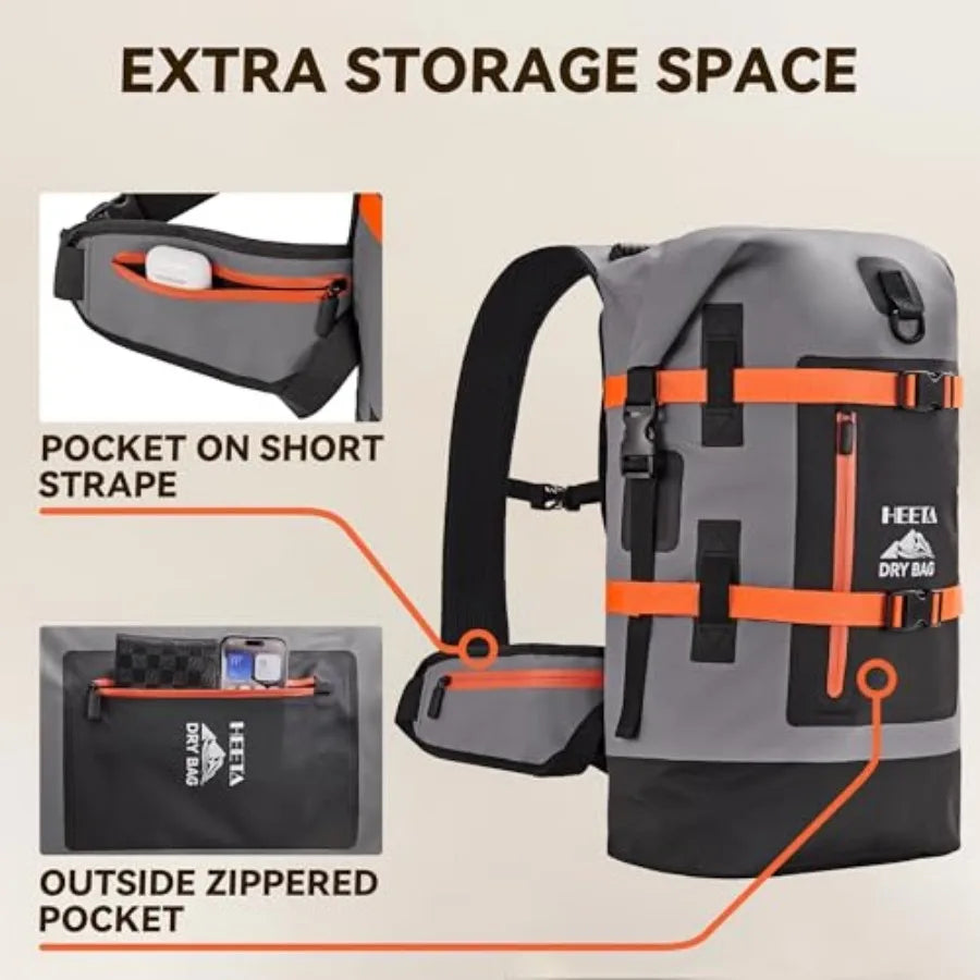 Dry Bags Waterproof Backpack 40L for Men and Women, Roll Top Heavy Duty Cushioned Hiking Backpack for Kayaking Boating Paddle B