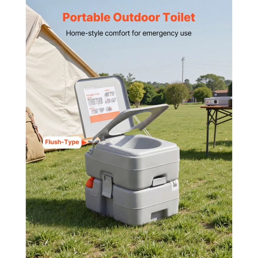 Portable Toilet, 5.3 Gallon Detachable Waste Tank, 120 Flushes, Camping Toilet for Adults, Outdoor Travel Potty with Level Indi