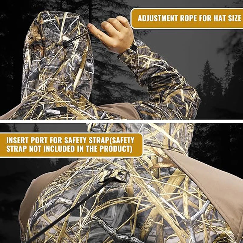 Quiet Hunting Jacket Softshell Fleece-Lined Camouflage Clothes Clothing Gear Hoodie Coat For Men