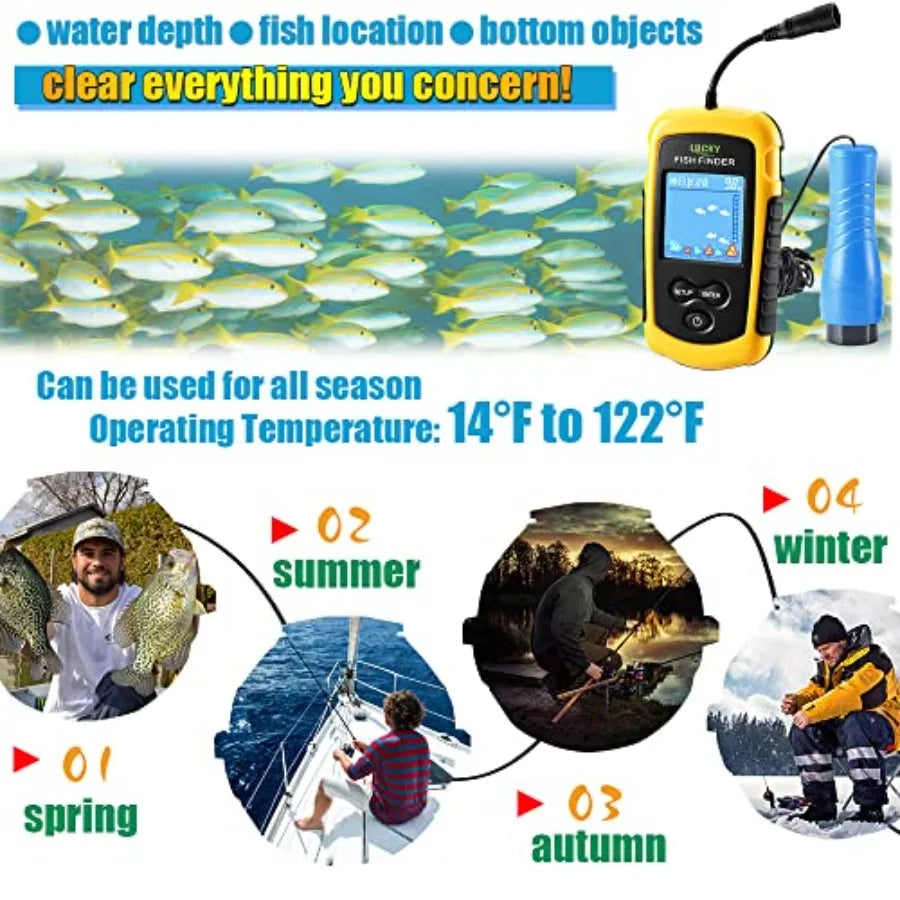 Small Portable Fish Finder Kayak Sonar Handheld Fish Finders Ice Fishing Castable Depth Finder Boat Fisherman Gifts