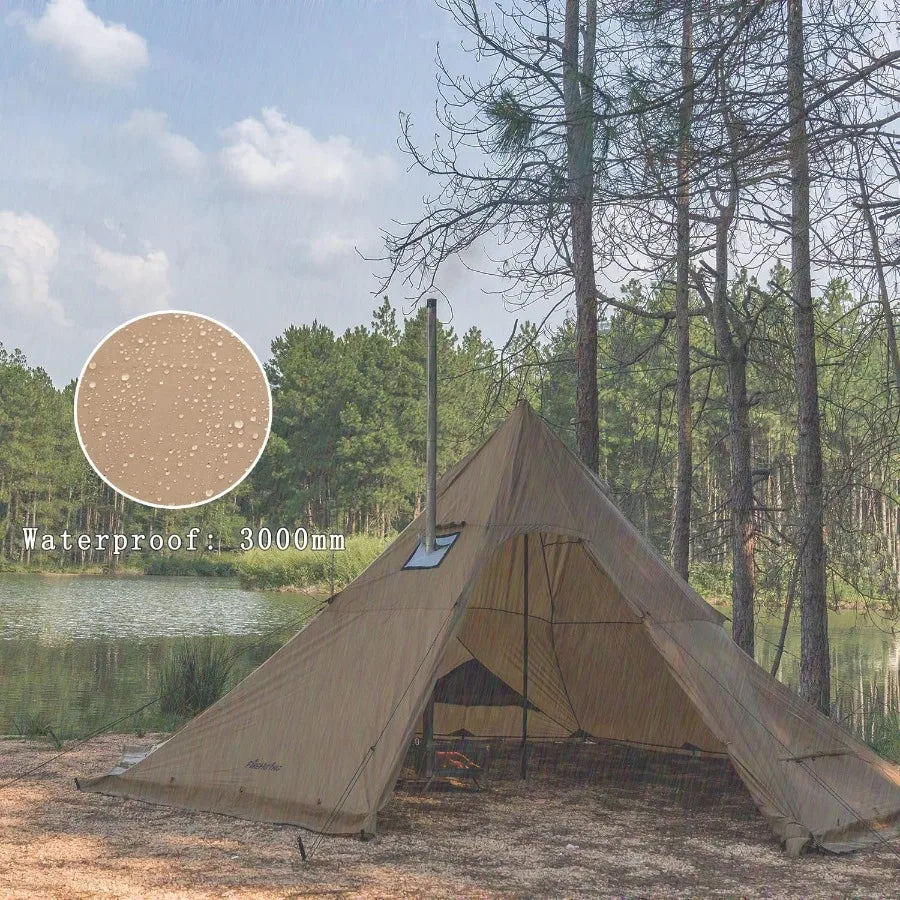 Camping Hot Tent 4-8 Person Tipi Tent with Stove Jack for Bushcraft Cooking and Heating in Remote Wilderness Environments Ideal