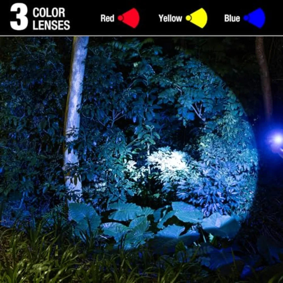 Rechargeable Spotlight 2000000 Lumens Super Bright Spot Light LED Handheld Spotlights Flashlight with 3 Color Lenses and Foldab