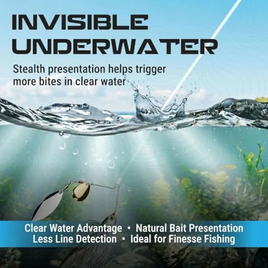 100% Pure Fluorocarbon Fishing Line - High Strength, Abrasion-Resistant, Fast-Sinking, Virtually Invisible - Saltwater and Fres