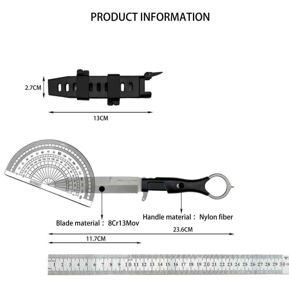 Survival Knife with Sheath and Fixed 8Cr13Mov Blade—A High-Hardness Emergency Cutting Tool for Everyday Carry, Portable Camping and Outdoor Tool, Perfect Gift