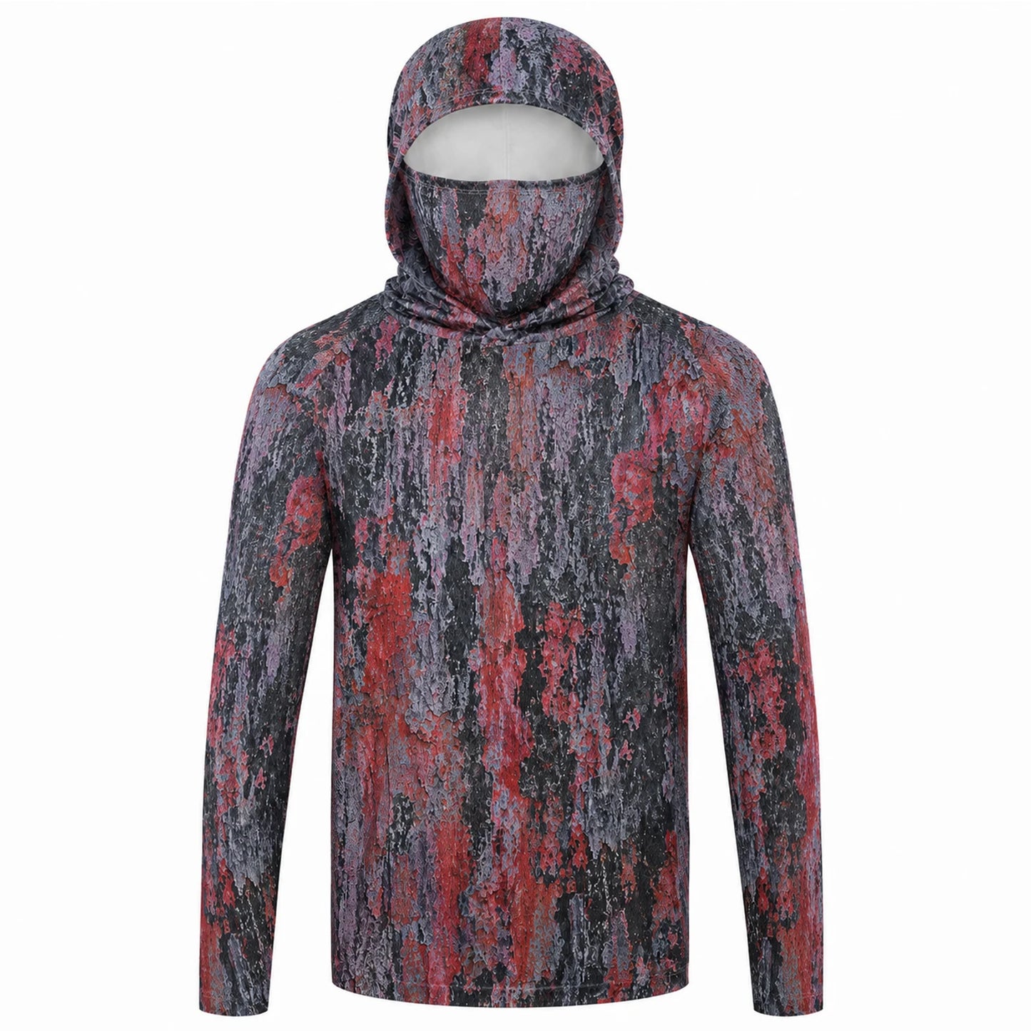 Men's Hooded Fishing Shirt with Face Mask UPF 50+ Sun Protection Long Sleeve Outdoor Performance Hoodie