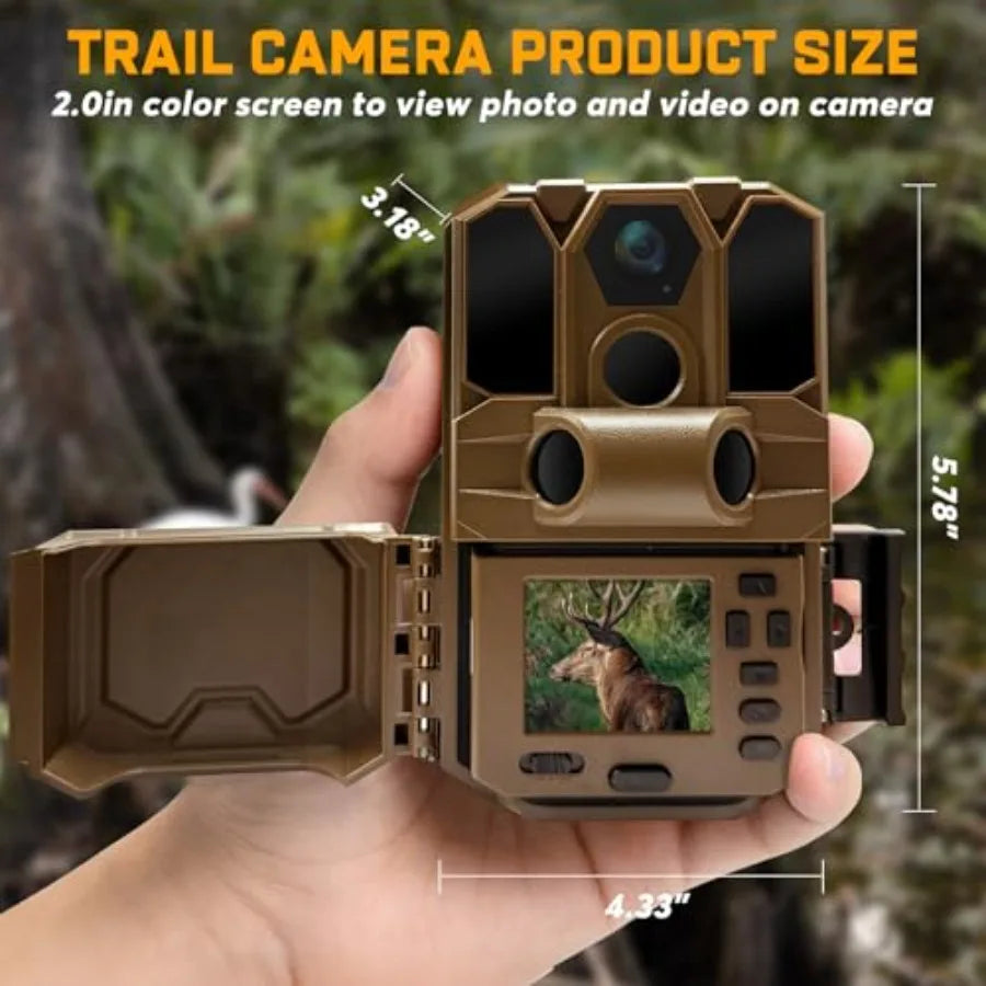 Wildlife monitoring trail cameras: 3-pack, waterproof, night vision, motion-activated, 40MP, 2K HD, black, includes 32GB SD car