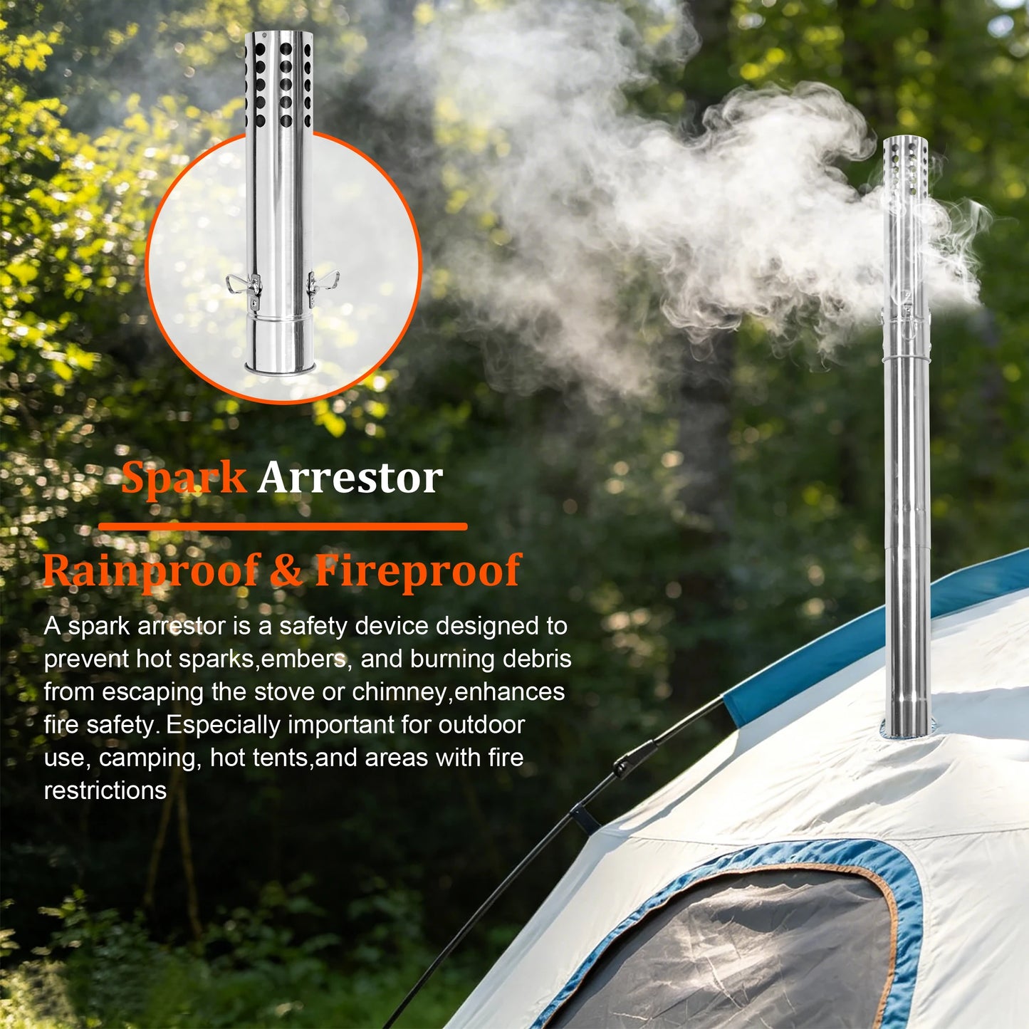Hot Tent Stove,UNHO Wood Burning Stove,Small Wood Stove with 6 Stainless Chimney Pipes for Outdoor Heating & Cooking, Ice Fishing, Hunting ， Outdoor Camp Firewood Stove Portable Stove for Multifunctional Firewood Burner wit