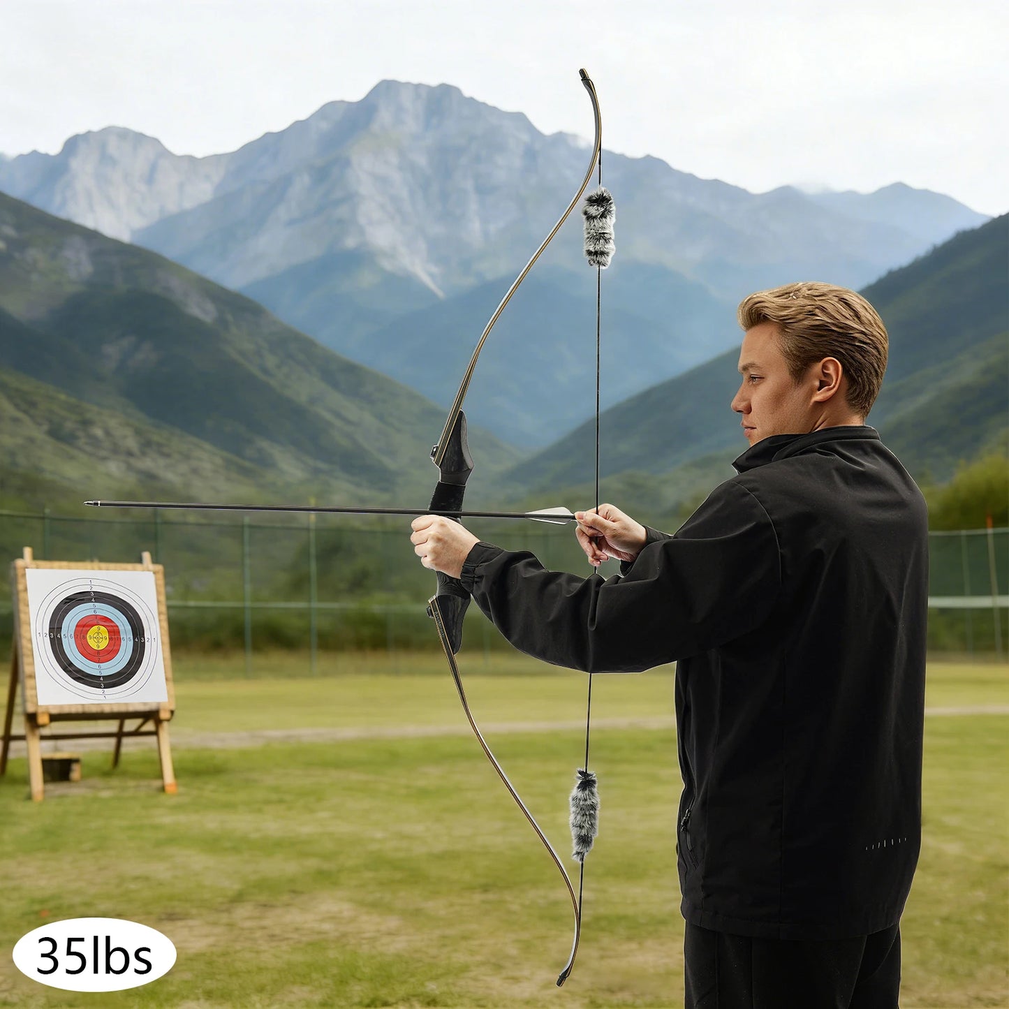 15.88kg/35lbs Takedown Recurve Bow, Wooden Recurve Bow, Recurve Bow Kit Used to Practice Basic Archery Posture, Aiming, and Release Techniques in a Backyard or at a Shooting Range