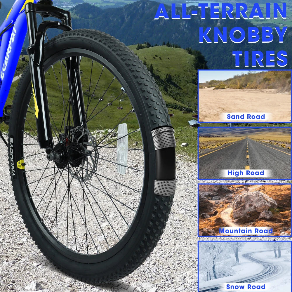 Ye A26003 26-Inch 21-Speed Full Suspension Mountain Bike with Steel Frame, Alloy Rims, Disc Brakes for All Terrains, Suitable Men & Women, Multiple Colors