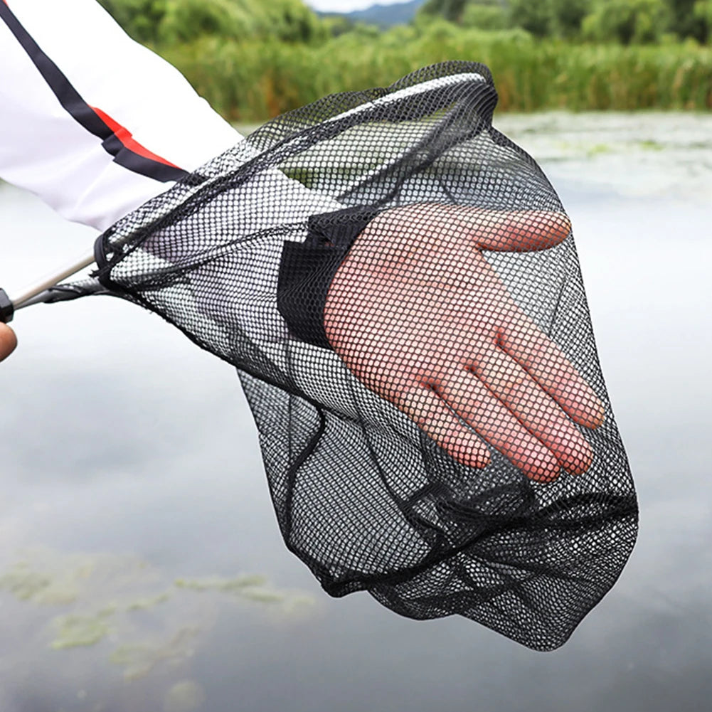50cm Nylon Landing Net Aluminum Alloy Retractable Fishing Net Portable Collapsible Fishing Landing Mesh Foldable Fishing Tools