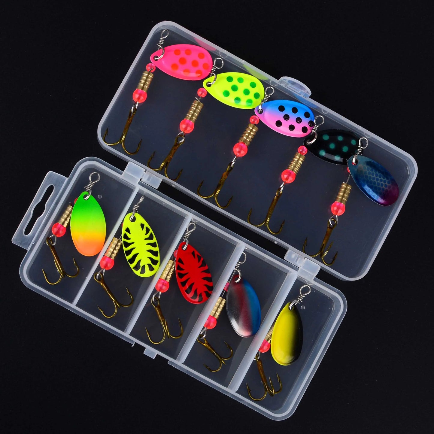 10pcs/set Peche Spinner Fishing Lures Wobblers CrankBaits Jig Shone Metal Sequin Trout Spoon with Hooks for Carp Fishing Pesca