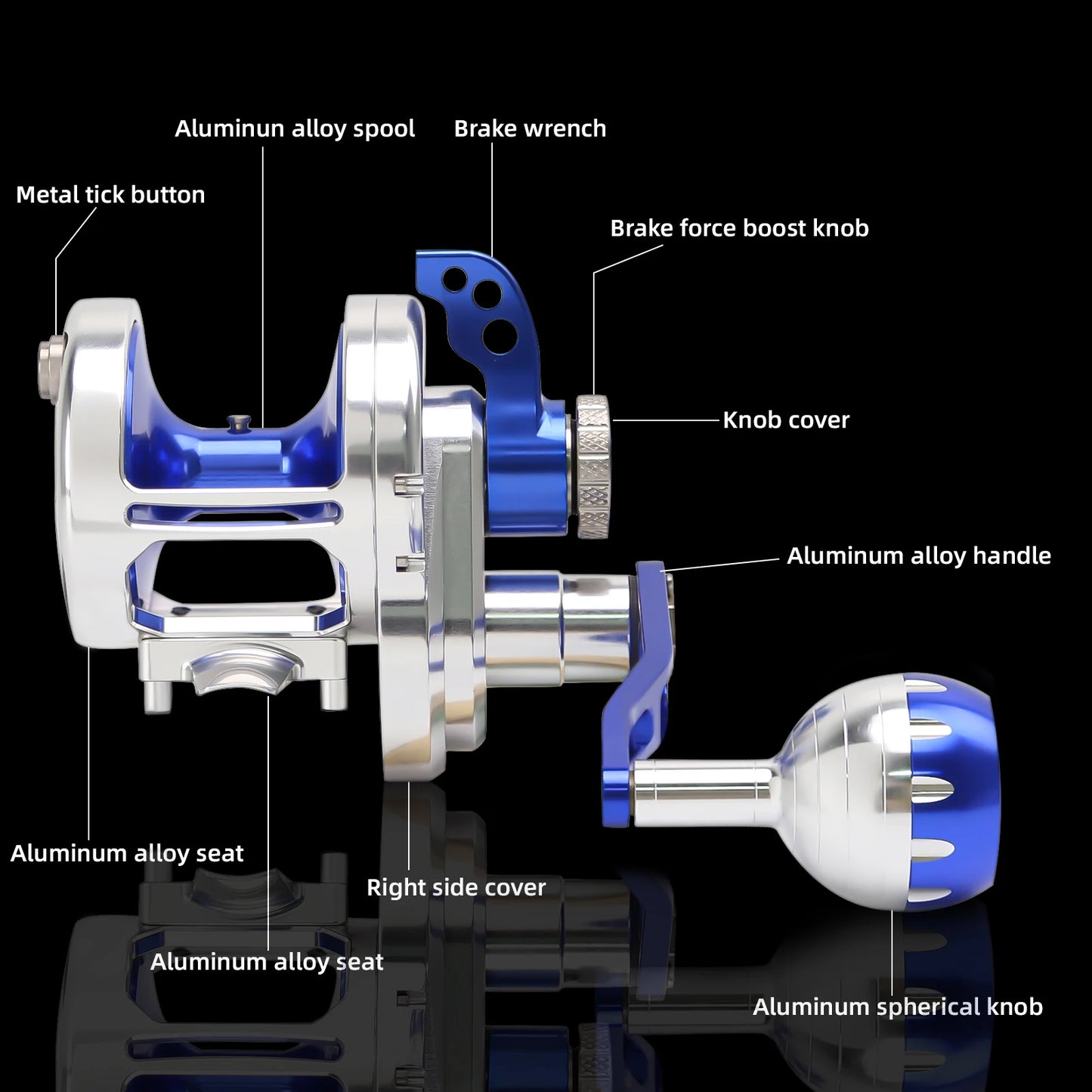 Metal fishing Jigging Reel, Max Drag 32KG Heavy High quality sea fishing reels and high performance 6.3:1 all metal fishing reel clamp reel