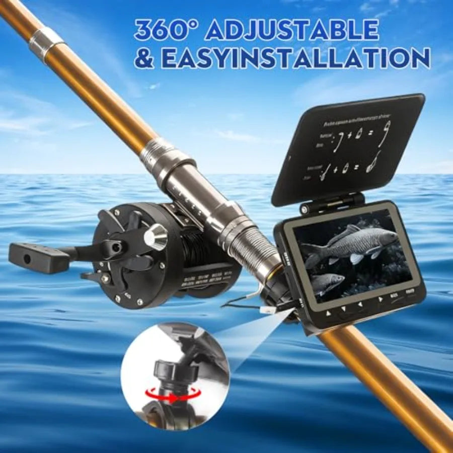 Underwater Fishing Camera 4.3" HD DVR Portable Fishing Camera 140-Degrees Wide Angle 1200TVL Fish Finder with 8pcs IR Lights fo