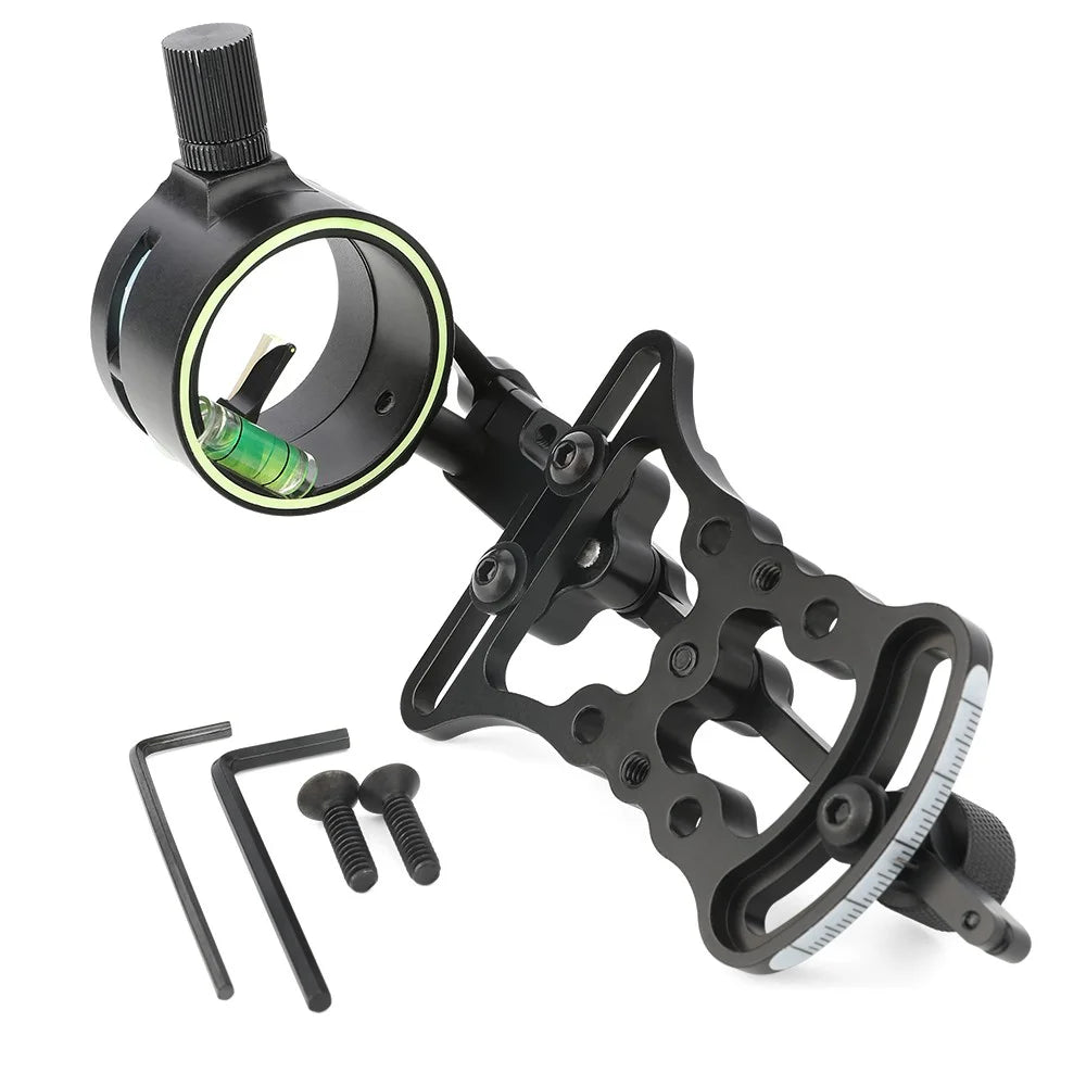 Aluminum Bow Sight 1 Pin 0.019" Optical Fiber Right Hand Adjustable for Compound Bow Hunting Target Practice Use