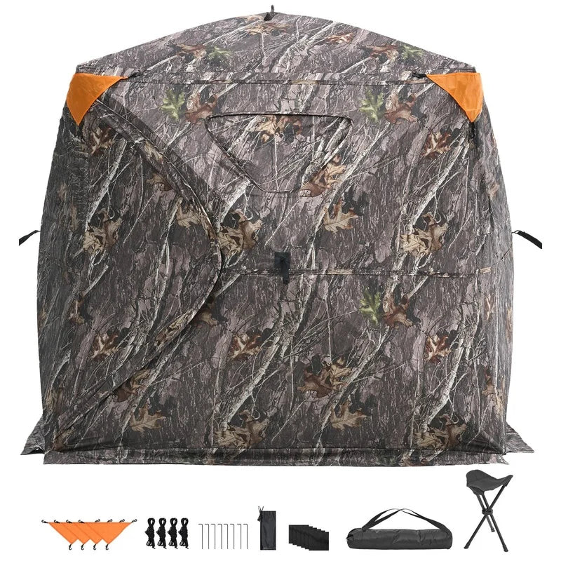 270° See-Through Pop-Up Deer Blind for 4-5 People, Portable Hunting Tent with One-Way Mesh, Carrying Bag, Ideal for Turkey and Deer Hunting