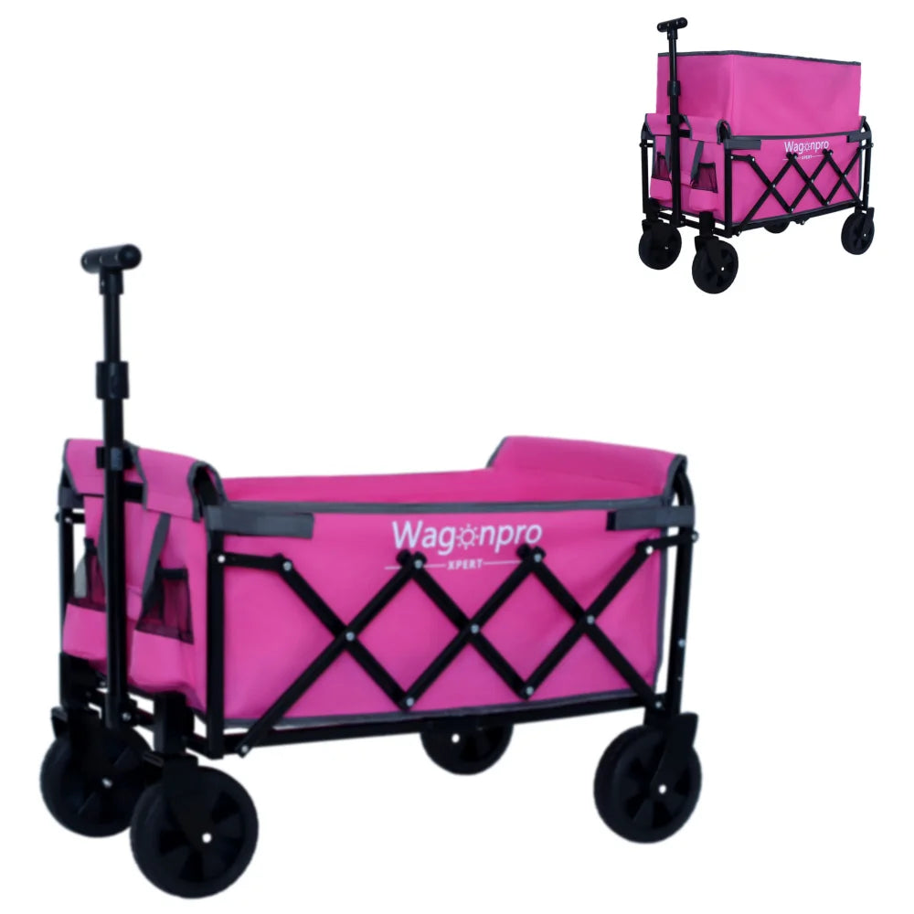 Collapsible Wagon with Wheels - 3 in 1 Lightweight Utility Camping Wagons Carts Expandable Dual-Layer Utility Wagon Carts with 100% Extra Space - 225lbs Grocery Cart for Camping, Shopping, Sports, Gardening, Fishing