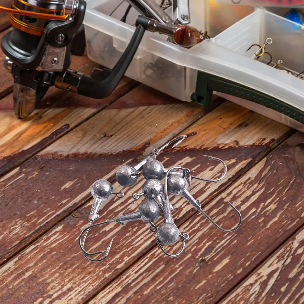 60/75pcs/box Barbed Jig Head Hooks Metal Jig Hooks Jigging Head Hooks for Soft Lure Worm Fishing Fishhook