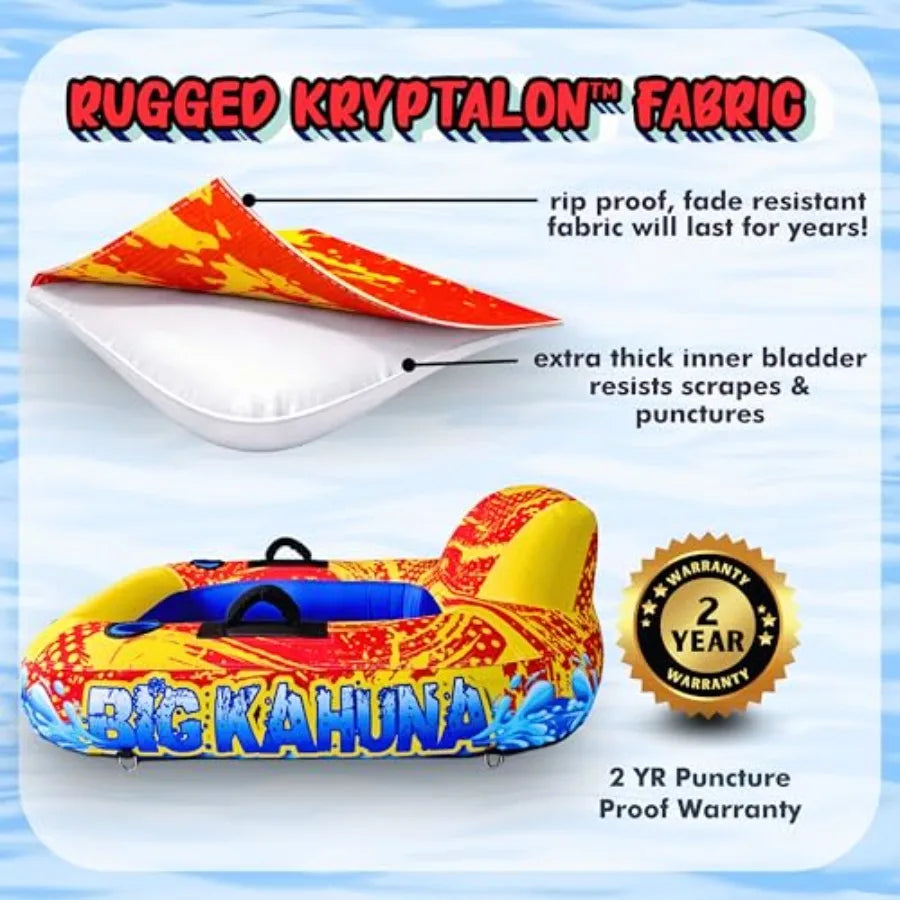 Heavy Duty Inflatable River Tube Float for Adults Fabric Covered Pool Lake Lounger Raft with Backrest Cup Holder Durable PVC Un