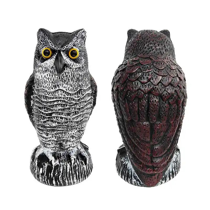 15.7" Garden Owl Statue Owl Decoys for Outdoor Garden Yard Plastic Owl Figurine Eyes to Scare Birds Away for Patio Lawn Ornament