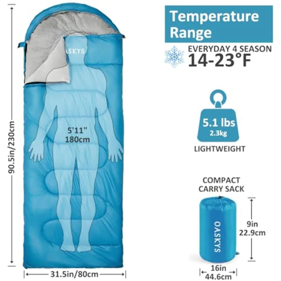 Camping Sleeping Bag Warm and Cool Weather Summer Spring Fall Lightweight Waterproof for Adults Camping Gear Equipment, Traveli
