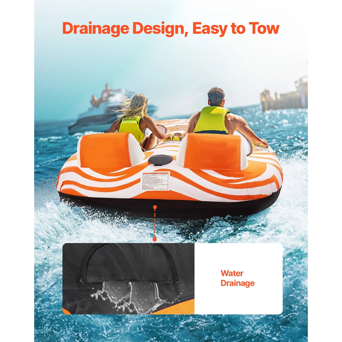 Towable Tubes for Boating 2 Person Inflatable Boat Tubes and Towables with 2 Cockpits 340 lbs Water Sport Tube for Boat