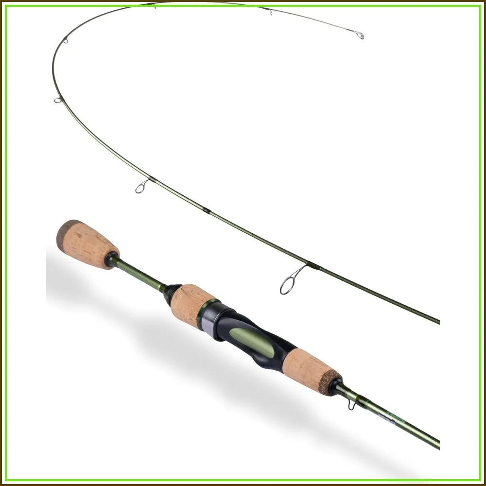Ultralight Spinning & Casting Trout Rod, 2-Piece Fishing Rod for Crappie, Panfish & Micro Fishing, Green Carbon Fiber Blank with Cork Handle, 5'6"-7'