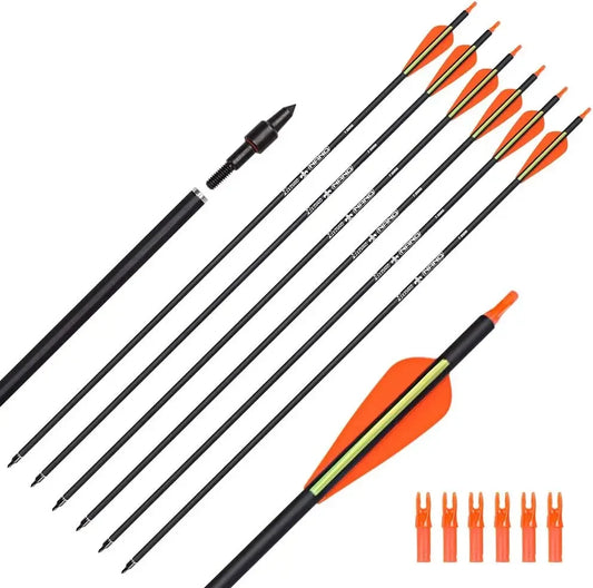 Carbon Arrow Hunting Arrows with 100 Grain Tip and Removable Tips for Archery Compound & Recurve & Traditional Bow Practice