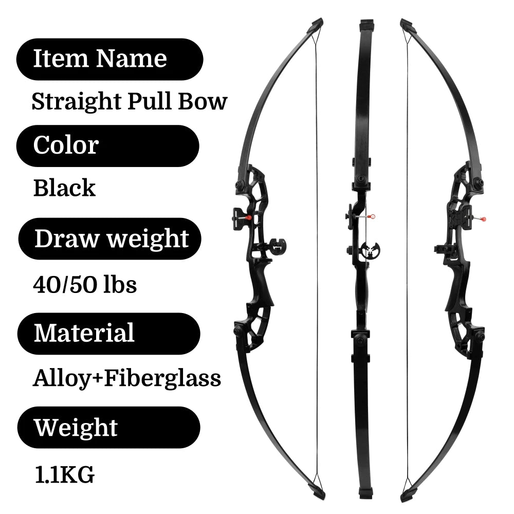 Straight Pull Bow Arrow Set 40/50Lbs Takedown Bow Right Hand for Beginer/Adults Outdoor Shooting Target Practice Hunting