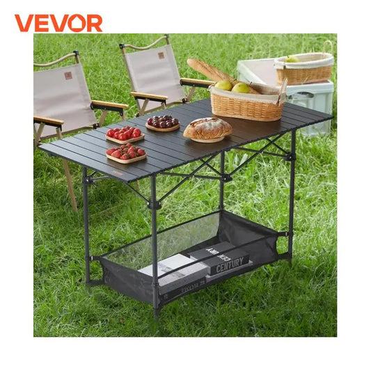 220/66lbs Outdoor Camping Folding Table Picnic Equipment W/Black Storage Bag Aluminum Alloy Chicken Roll Table BBQ Desk