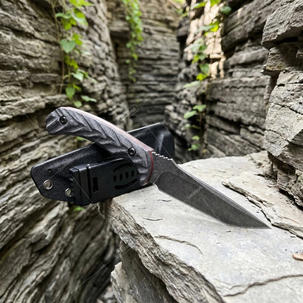 Every Day Carry Wear-Resistant Wilderness Rock Climbing Meat Slicing Knife Multi-Purpose Camping Picnic Straight Knife Portable Knife with K Sheath