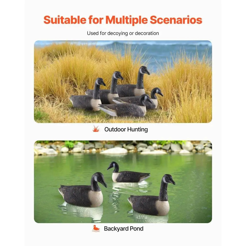 Realistic Outdoor Goose Floaters Decoy Set 6 Pack for  and Wildlife Decoration