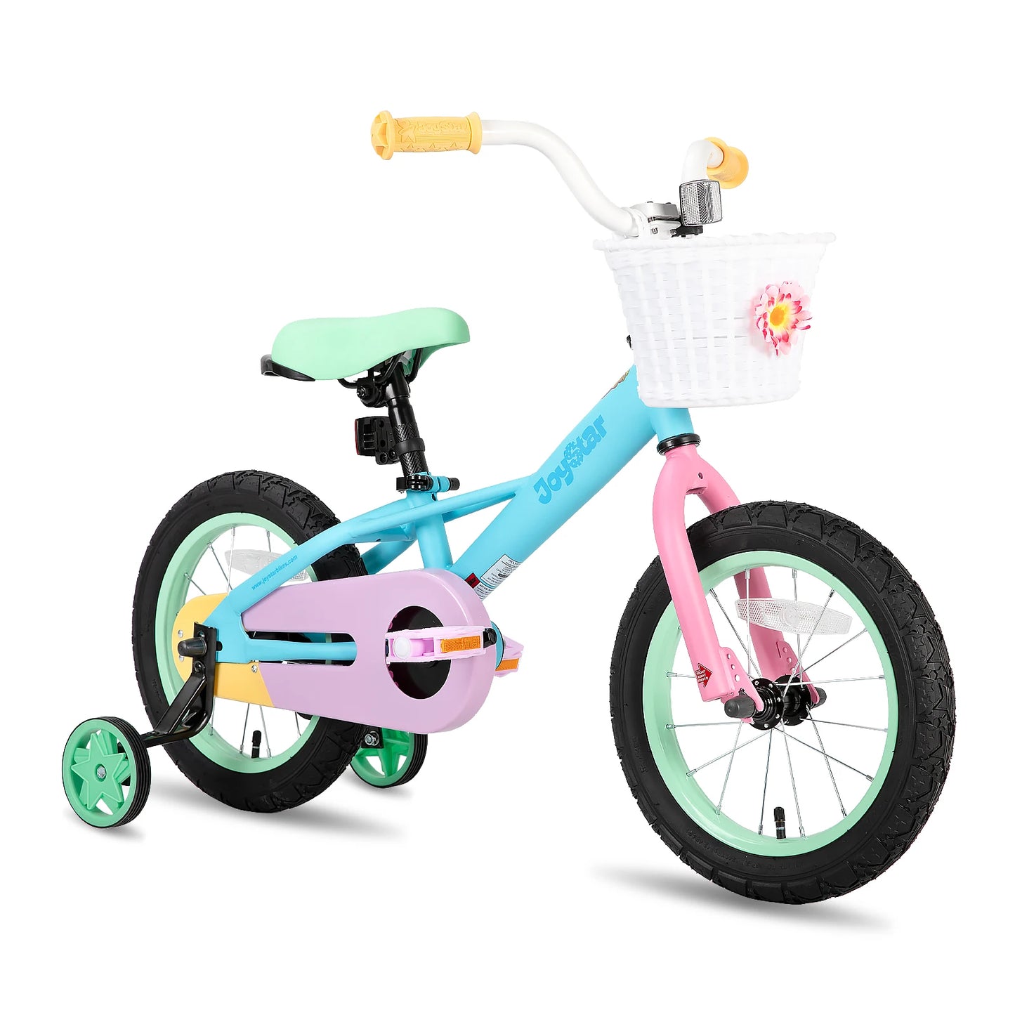 JOYSTAR Macaroon 12-18 Inch Kids Bike for 2-9 Years Girls | Toddler Girls Bike with Training Wheels & Basket, Rainbow Bikes, Children Bicycle