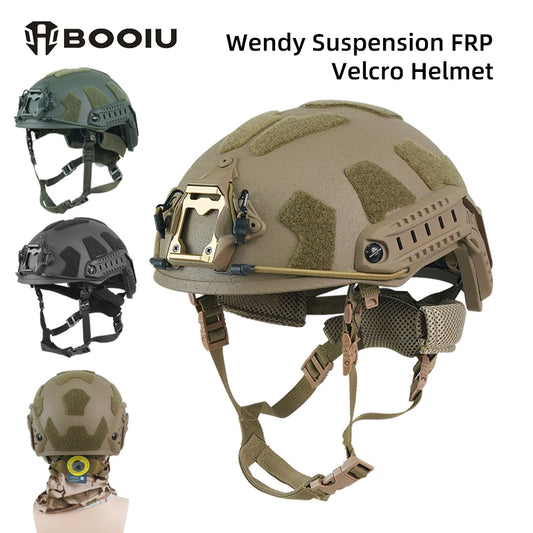 BOOIU Tactical Helmet FRP Velcro Impact-Resistant Helmet High Cut Wendy Suspension With Double-Lineed Adjustable Knob CS Helmet