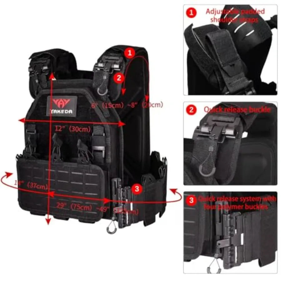 Tactical Outdoor Vest for Men Quick Release Laser-Cutting Modular Vest for Trainning Hiking... TAN