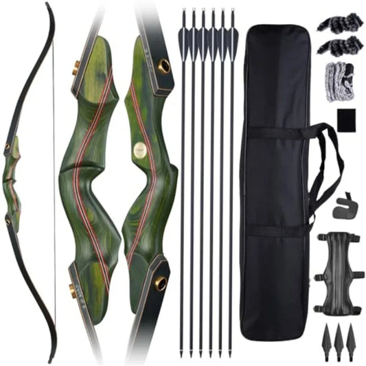 60 Recurve Bow and Arrow Set for Adults 30-50lbs Right Hand Wooden Hunting Bow for Outdoor Hunting and Practice Standard Target