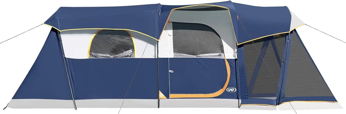 8 Person Camping Tent with Screen Porch, Waterproof Tunnel Tent for Family Outdoor Camping, 20' x 9' x 80in