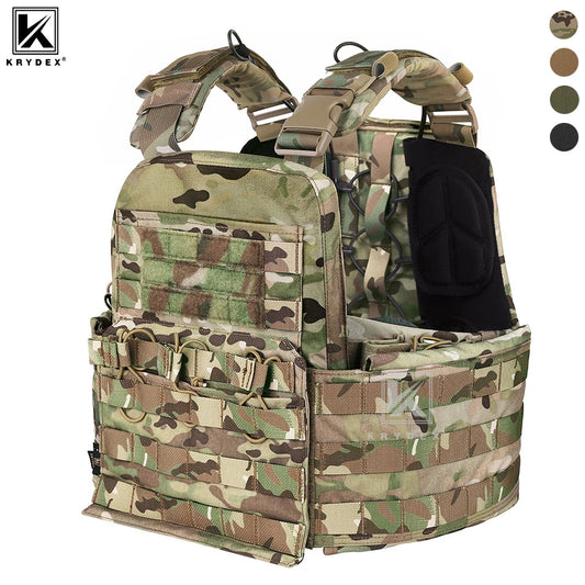 KRYDEX 500D CPC Heavy Duty Tactical Vest Modular MOLLE Plate Carrier Vest with Magazine & Radio Pouch for Combat Hunting Outdoor