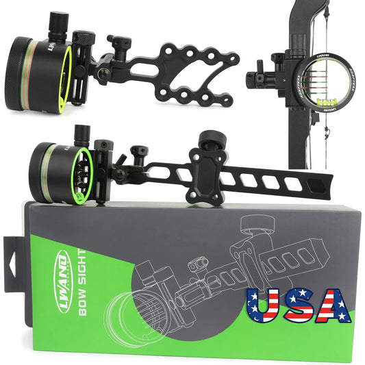 Archery 5 Pin Bow Sight 0.019" Fiber Optic Adjustable Alloy Right Hand for Compound Bow Hunting Target Practice Shooting Use