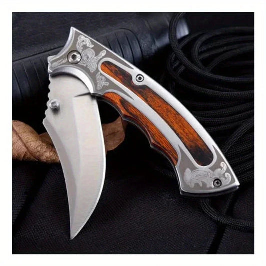 Pocket Knife Folding Knife Stainl Steel Blade + Handle Stainl Steel And Colored Wood for Hunting Camping Fishing Hiking Outdoor