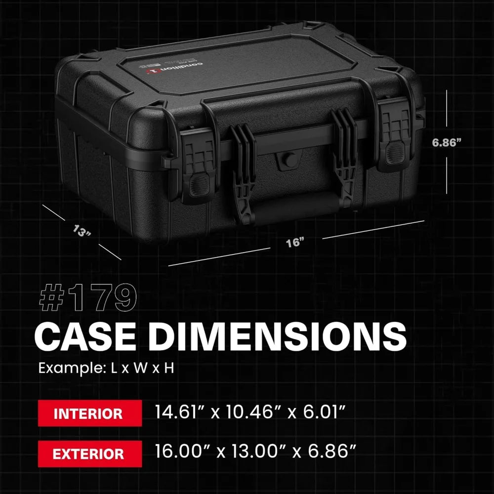 IP67 Waterproof Hard Gun Case for 4 Pistols & 12 Mags, TSA Lockable, Made in USA