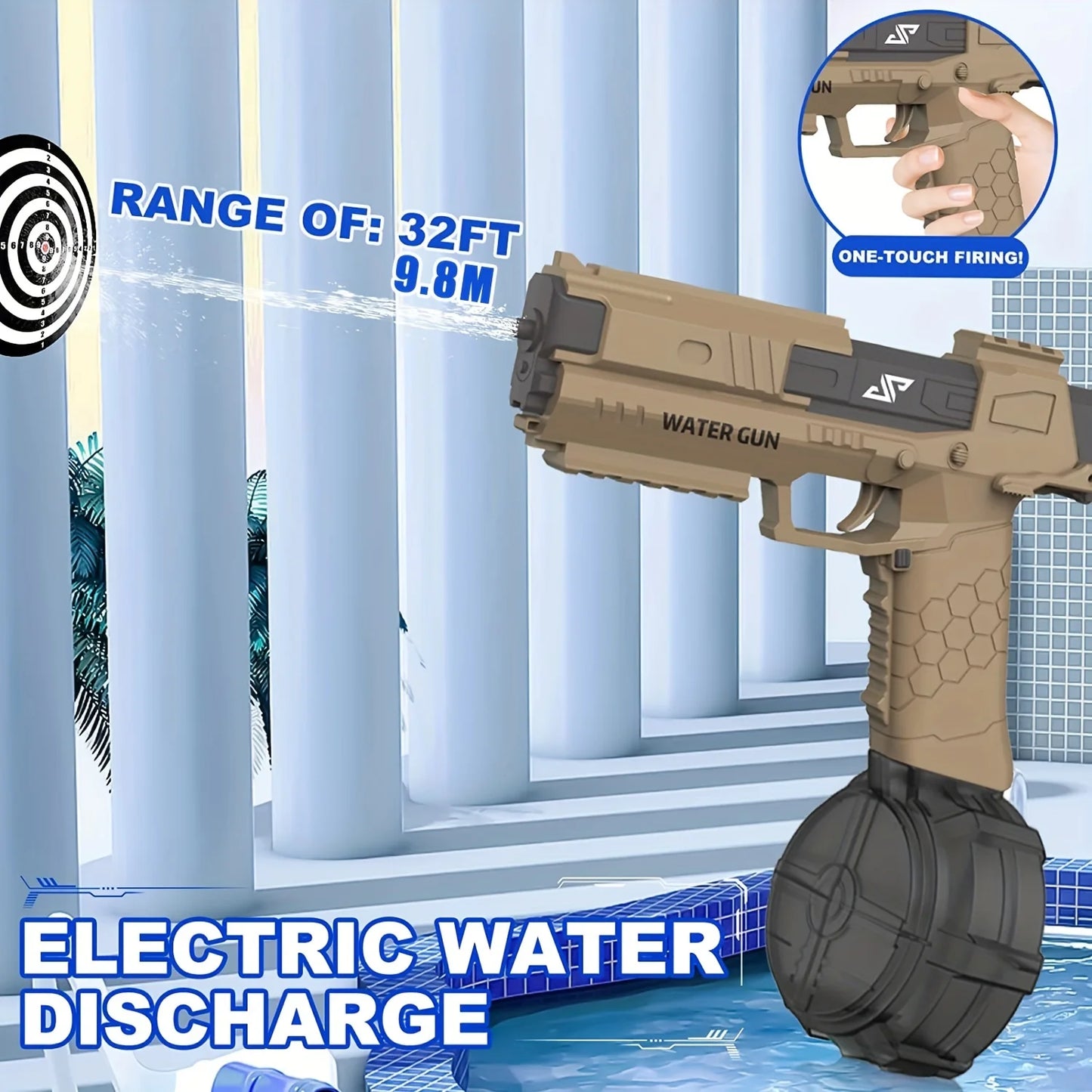 Electric Water Gun Pistol,434CC+58CC,Automatic High Performance Spray Gun,Water Blaster Summer Swimming Pool Beach Outdoor