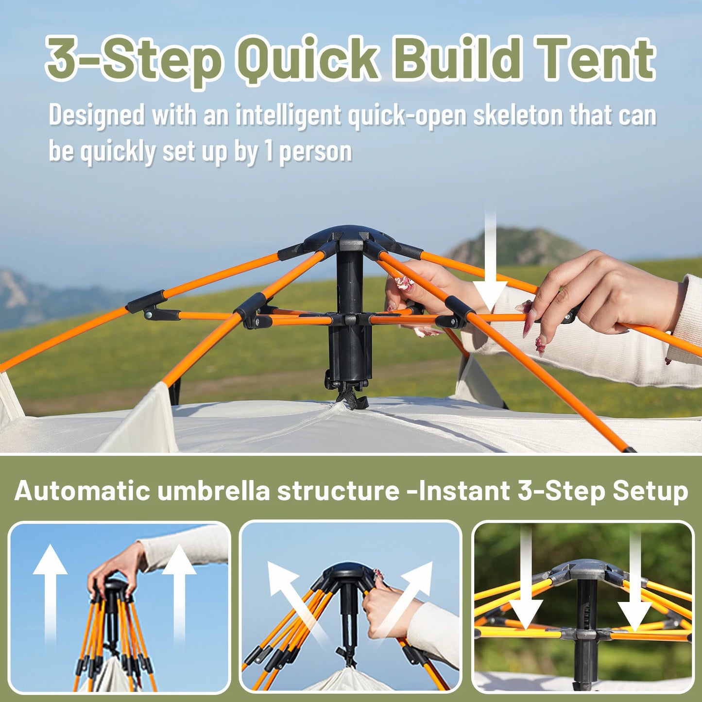 Large Auto-Pop Silver Shelter - Portable Instant Sun & Rain Tent for 3-4 People, Perfect for Beach, Camping & Travel