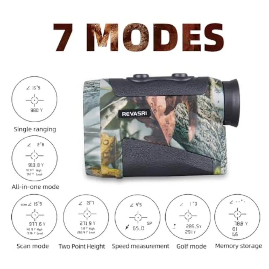 Hunting Laser Rangefinder 8X 1800 Yards High Accuracy Range Finder with Angle Height Horizontal Distance Measurement and Contin