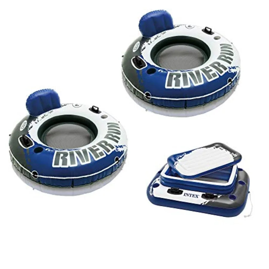 Pool inflatable mega chill II 72-can cooler float and tube with connect-and-float system blue PVC material for raft and ride-on