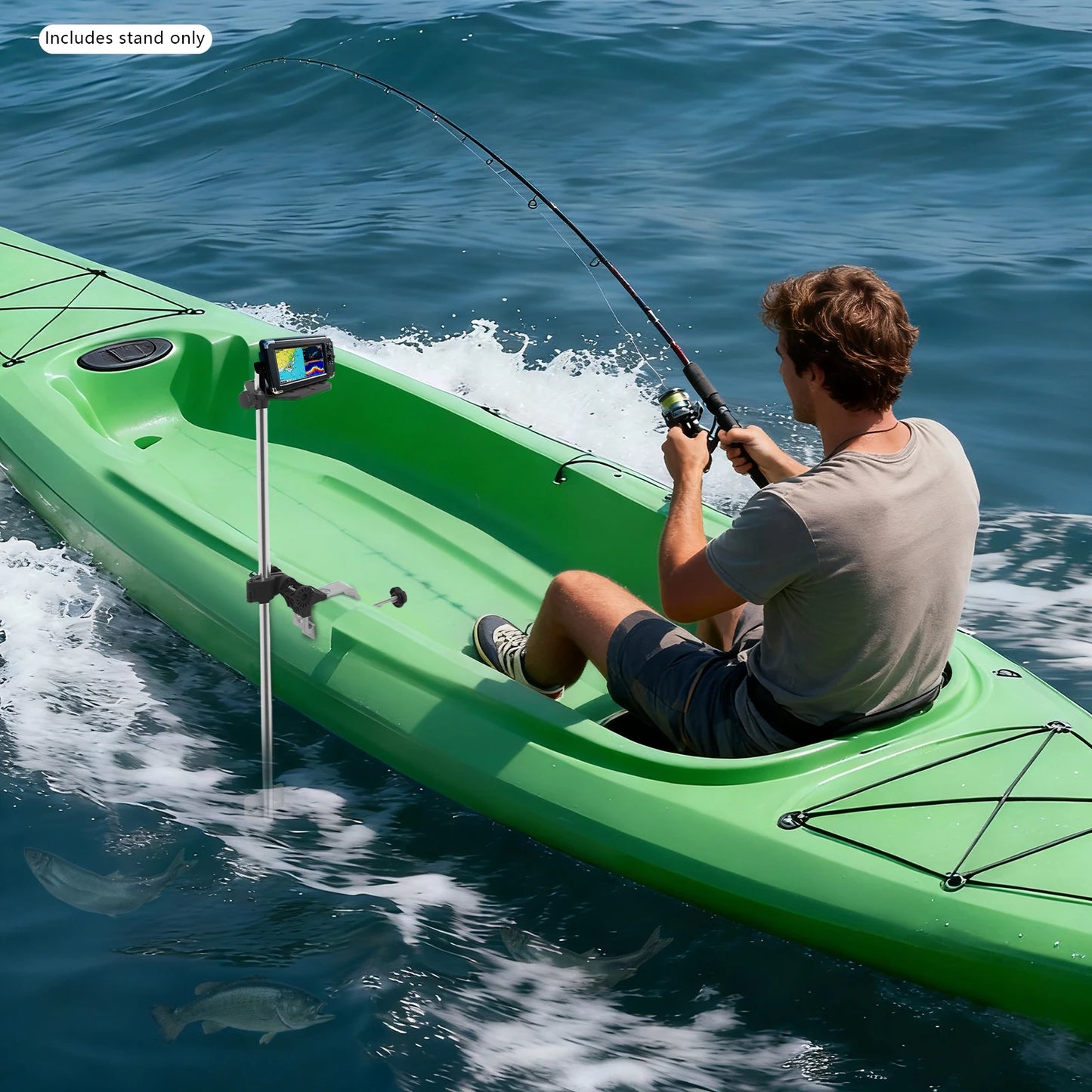 Universal 360° Rotatable Portable Transducer Mount Bracket for Fish Finder, Lightweight & Adjustable for Kayak Boat Fishing