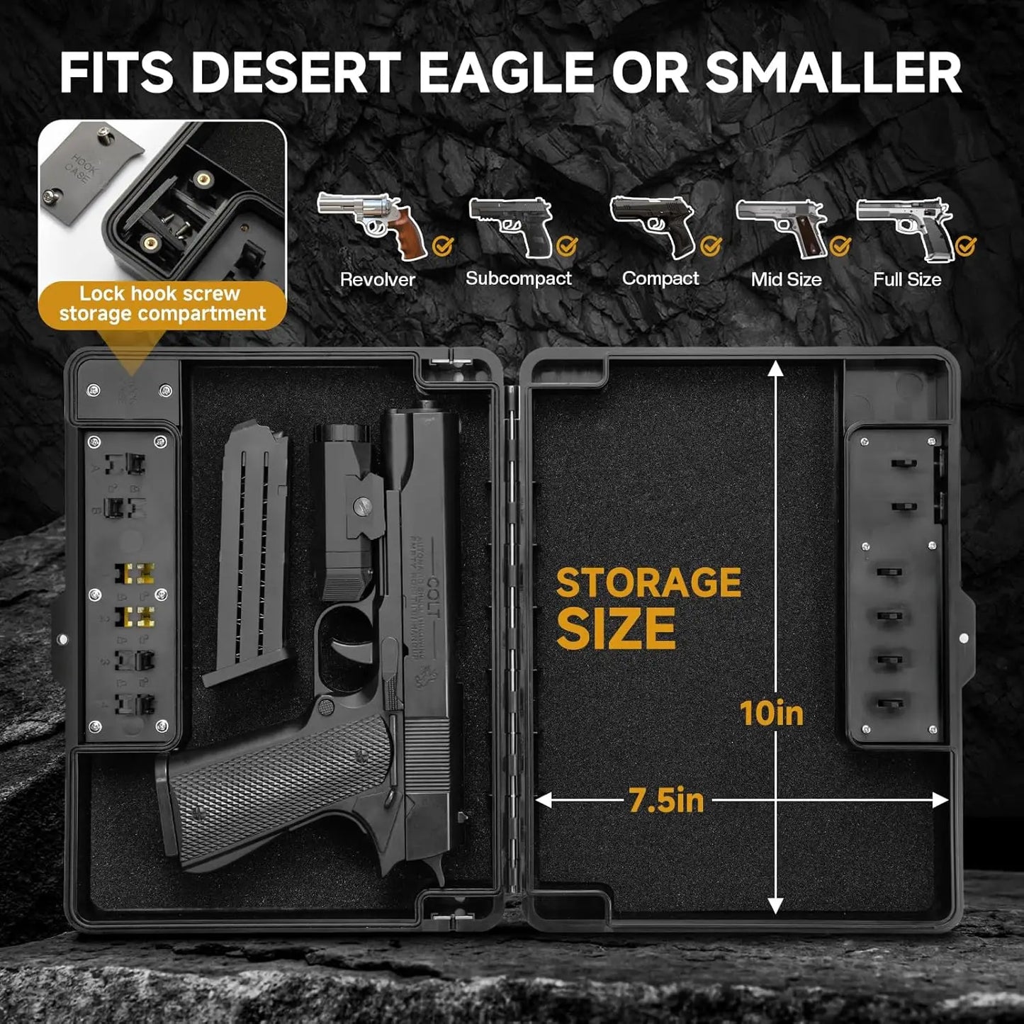 Portable Gun Case with TSA Lock, Quick Access Handgun Safe for Bedside and Car Storage
