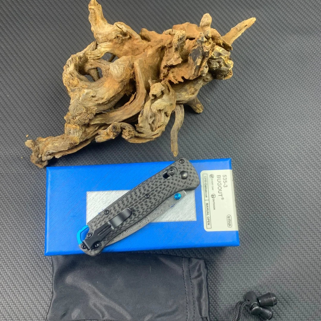 535 Folding Pocket Knife with Carbon Fiber Handle and Damascus Steel Blade, Factory Direct Wholesale & Retail, Custom Logo Engraving Available, US Warehouse Fast Shipping, Exquisite EDC Knife, Perfect Collectible Gift for Kni