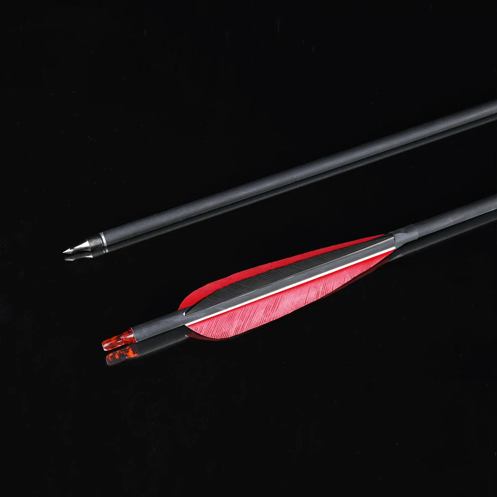 12pcs Spine 500 Mixed Carbon Arrow 35" ID 6.2mm 5inch Turkey Feather Archery Shooting Longbow Recurve Bow Hunting Arrows