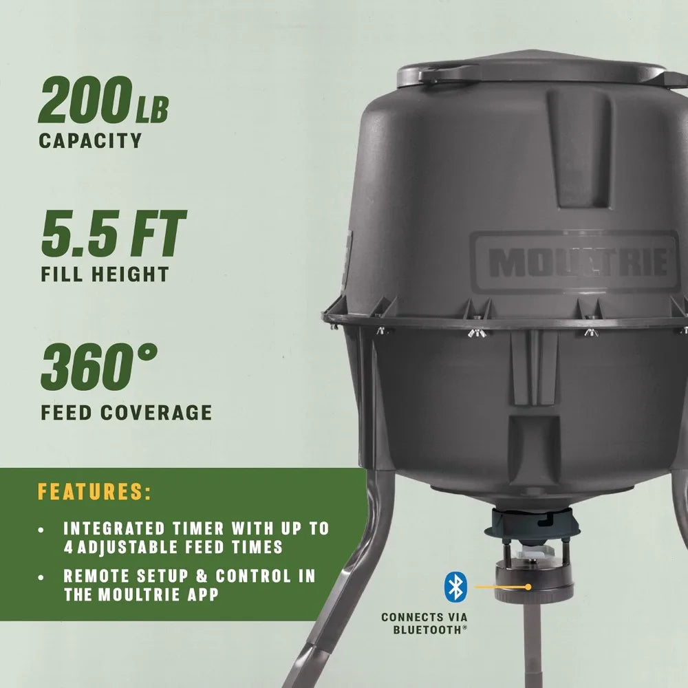 US Shipping Hot New 200 Lb Deer Feeder with Bluetooth App Control Pairs with Edge 3 for Full Remote Access No